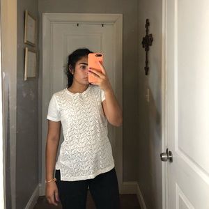 Jcrew white eyelet paisley T-shirt